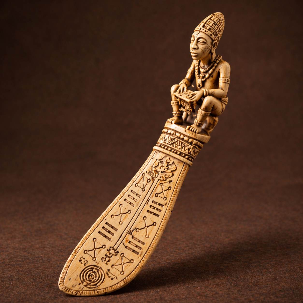 Spatule rituelle Ifa en ivoire