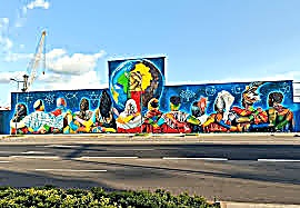 Détail de la fresque d'Eduardo Kobra à Cotonou