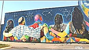 Fresque d'Eduardo Kobra sur le Boulevard de la Marina à Cotonou (2023) — 525 m²
